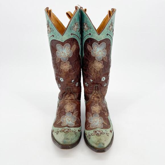 Old Gringo Bonnie Turquoise Brown Leather Floral Cowgirl Western Boot size 6.5 - Picture 5 of 10